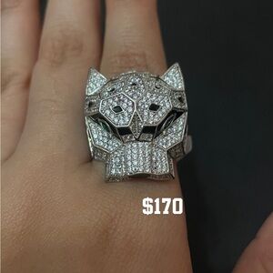 Silver Panther Ring with Crystals